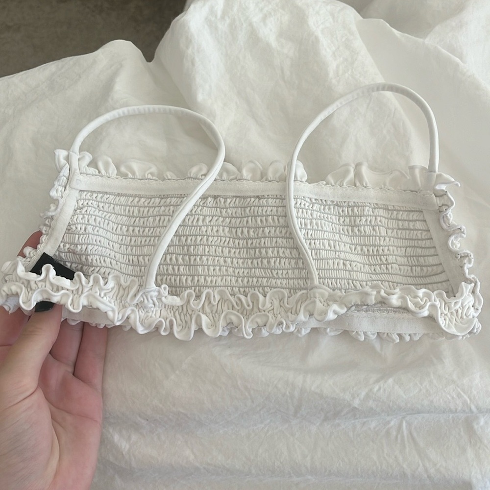 Java Solid Ruched Tube Top With Shoulder Strap - image 4